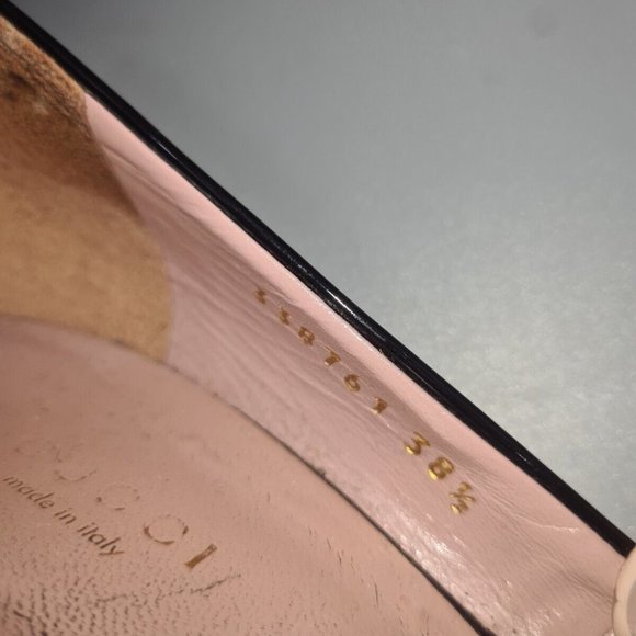 GUCCI Horsebit Heels Size UK 5.5 EU 38.5 Black Patent Leather Peep-Toe Stiletto - Picture 9 of 12